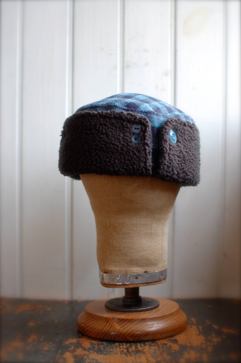 Furry Russian XS: Bomber hat plaid trapper hat colbacco ushanka sherpa hat trooper hat wool ear flap hat winter hat kids women men