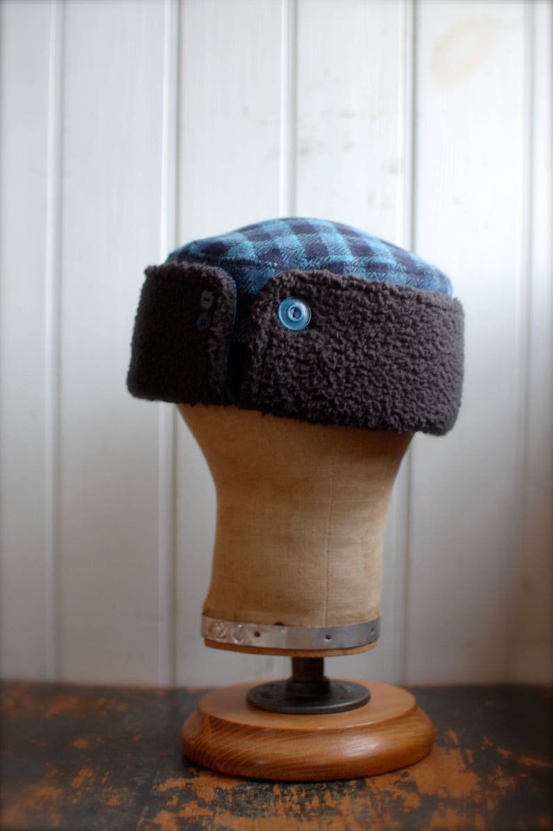 Furry Russian XS: Bomber hat plaid trapper hat colbacco ushanka sherpa hat trooper hat wool ear flap hat winter hat kids women men