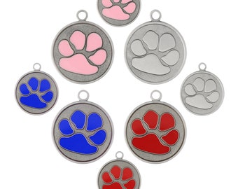 Colorful Designer Paw Dog ID Tag - dogIDs Tough Paw Design - Stainless Steel