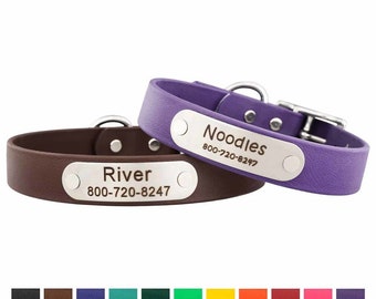 Soft Grip Dog Collar with Nameplate - Engraved Dog Collar - Waterproof and Odor Proof