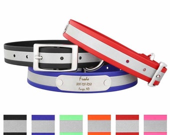 Waterproof Reflective Soft Grip Dog Collar with Nameplate