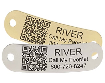 QR Code Rivet-On Dog Collar Name Plate