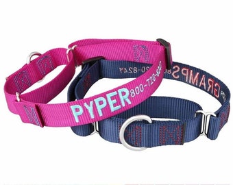Embroidered Martingale Dog Collars  - Nylon Martingale Collars with Personalized Embroidery