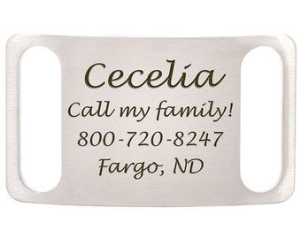 Stainless Steel Laser Engraved Slide-On Dog ID Tags - No More Jingling Tags - For Open Ended Collars
