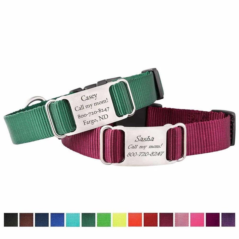 Hunter Green and Burgundy Personalized Nylon Scrufftag Collars