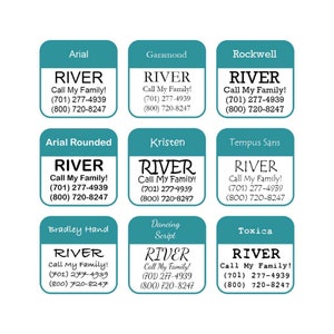 Font choices with text examples