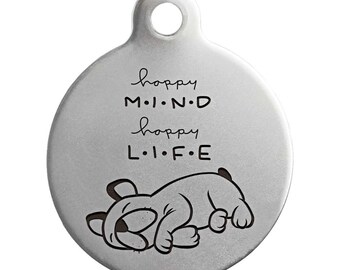 Meditation Inspired Round Custom Dog Tag - Stainless Steel Pet ID - 7 Designs