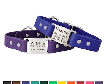 Waterproof and Odor Proof Personalized ScruffTag Dog Collar with Built In Laser Engraved Nameplate