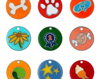 Colorful Designer Dog Tags by Andrew - 11 Designs - 2 Sizes