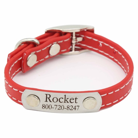 Stitched Waterproof TINY Collar With Name Plate for Cats Toy