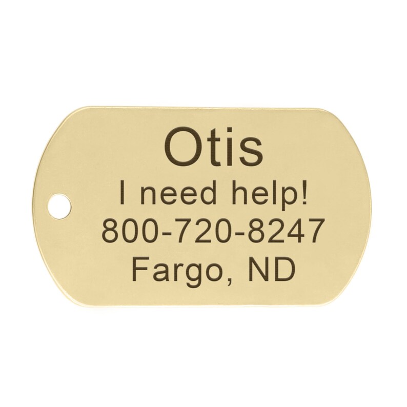 Example of back side of text on military tag in Arial font