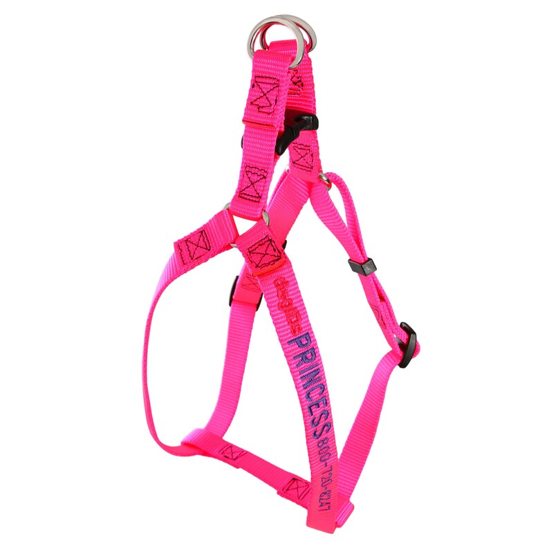 Hot Pink Embroidered Nylon Dog Harness