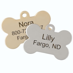 Double Sided Bone Dog ID Tags - Free Custom Laser Engraving