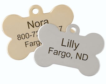 Double Sided Bone Dog ID Tags - Free Custom Laser Engraving