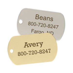 Double Sided Military Dog ID Tags in Stainless Steel & Brass