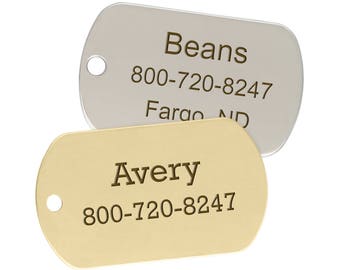 Double Sided Military Dog ID Tags in Stainless Steel & Brass