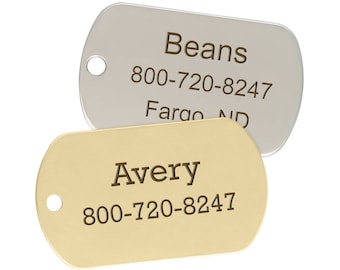 Double Sided Military Dog ID Tags in Stainless Steel & Brass