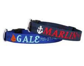 Embroidered Nautical Dog Collars