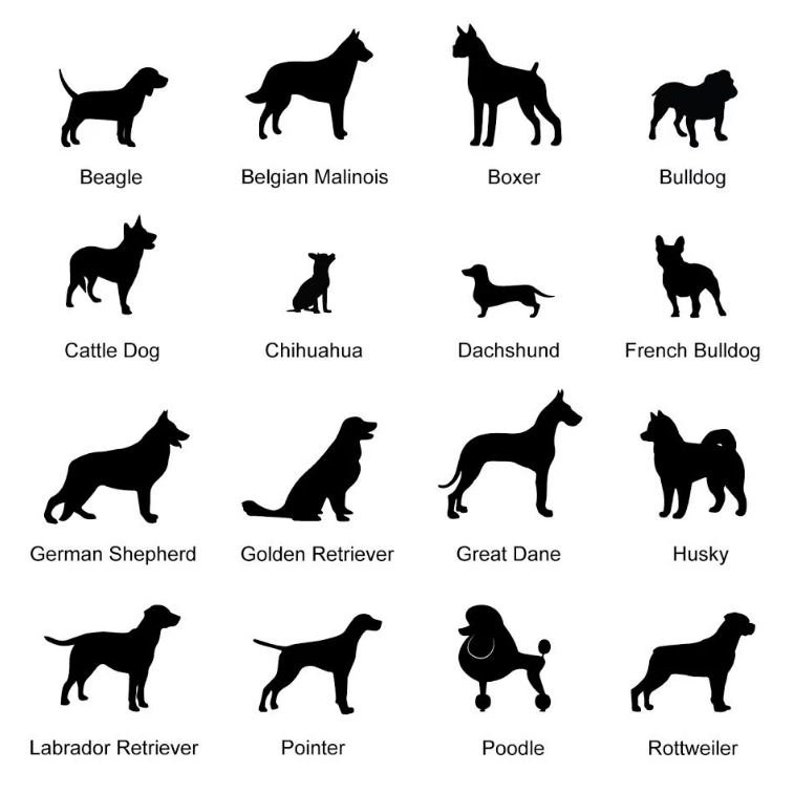 Dog Breed Decals 16 Breed Options Black or White Etsy