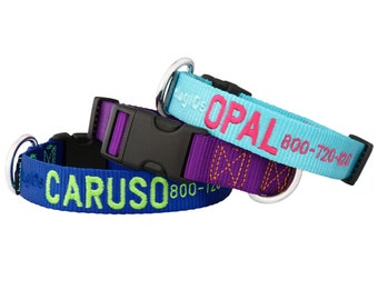 Custom Embroidered Nylon Dog Collars - Personalized Dog Collars in Custom Colors