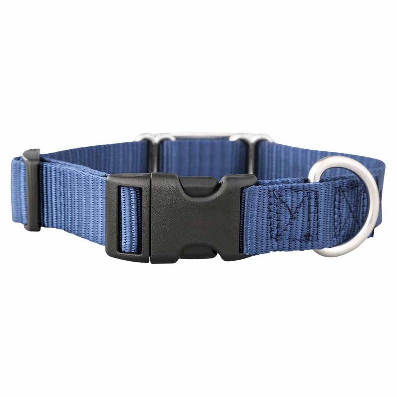 Buckle side on Navy Blue Personalized Nylon ScruffTag Collar