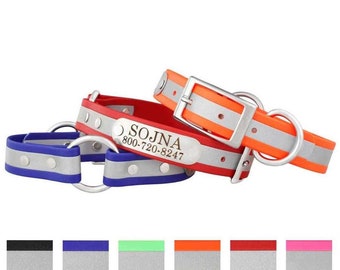 Personalized Waterproof Reflective Safety Soft Grip Dog Collar - Perfect for Medium-Large Dogs