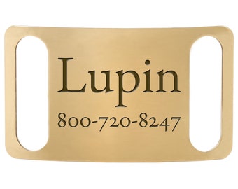 Brass Slide-On Dog Collar Nameplate - For Open Ended Collars - Engraved Guaranteed for Life!