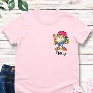 Personalized Baseball Drip Shirt For Kids, Custom Name Baseball Ice Cream Drip Kids Shirt, Toddler Baseball Drip Shirt, Ice Cream Drip Youth