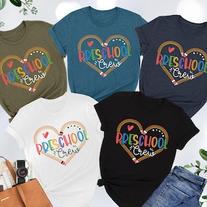 Preschool Crew Shirt, Teacher School Tee, Teacher Team Gift, Pencil Heart, Pre K Crew, Back To School, Preschool Class, Kids First Day Shirt