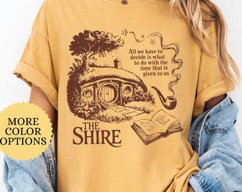 Comfort Colors® The Shire Shirt, LOTR Shirt, Hobbiton Landscape Tee, Book Lover Gift, Fantasy Bookish Shirt, Hobbit Lover Tee, Bookish Gift
