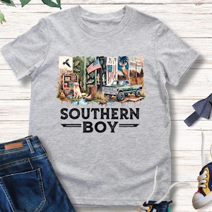 Southern Boy Kids Shirt, Funny Kids Tee, Hunting Dog, Western Camouflage Gift, Camo Dad, Camo Duck, Hunter, Hunting Season, Hunting Lover