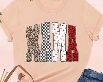 Mama Leopard Shirt, Trendy Mom Varsity Tee, Mama Gift, Checkered Mama, Mothers Day, Edgy Mama, Cute Wife, Grandma, Mom Birthday, New Mom Tee