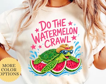 Comfort Colors® Do The Watermelon Crawl Shirt, Summer Beach Turtle T Shirt, Cute Watermelon Tee, Fruit Lover Gift, Summer Vacation Shirt