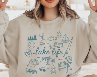 Lake Life Sweatshirt, Lake Doodles Hoodie, Lake Vibes Sweater, Lake Lover Sweatshirt, Lake Gifts, Summer Hoodie, Lake Weekend, Lake Vacation