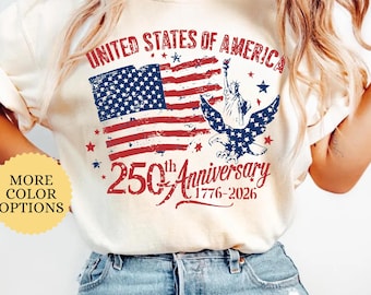 Comfort Colors® America 250th Anniversary Shirt, Patriotic Eagle Tee, Distressed 4th Of July Shirt, American Flag Shirt, Patriotic Gifts