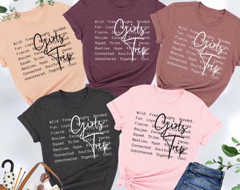 Girls Trip Words Shirt, Girls Trip Shirt, Girls Vacation Shirt, Gift For Besties, Matching Girls Trip Girls Weekend Shirt, Besties Shirts