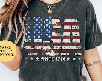 Comfort Colors® Distressed USA Shirt, USA Flag Shirt, Retro USA Tee, 4th Of July Shirt, Patriotic  Shirt, Independence Day, 4th Of July Gift