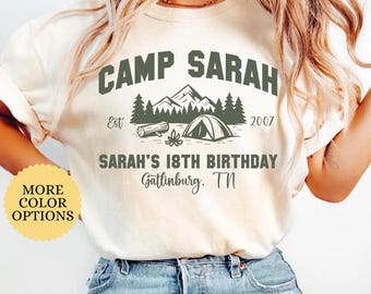 Comfort Colors® Custom Camp Birthday Shirt, Camping Birthday Shirt, Camp Themed Birthday Shirt, Camping Birthday Party, Mountain Birthday