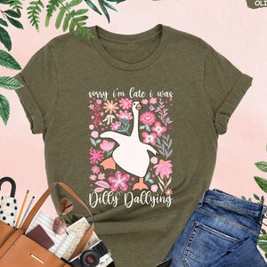 Funny Goose Shirt, Sorry I'm Late, Boho Floral Woman Tee, Funny Mom Gift, Preppy Girl Tee, Mothers Day Gift, Goose Lover, Mental Health Gift