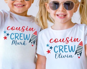 Personalized 4th of July Cousin Crew Shirt, Cousin Crew 4th Of July T Shirt, Independence Day Tee, Patriotic Kids Gift, Ice Cream Kids Shirt