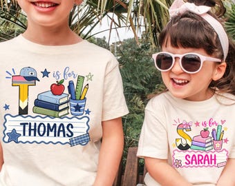 Custom Kids Name Kindergarten Shirt, Toddler Back To School Shirt, Kids School Tee, First Day Of School, Playful Kids Tee, Boy Girl Shirt