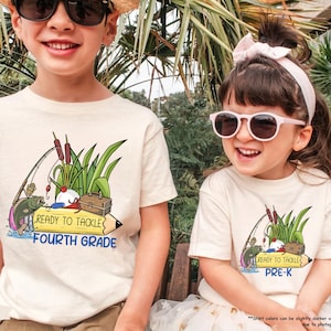 Personalized Grade Matching Kids Shirt, Ready To Tackle Fishing Tee, Custom Grade Level Couple Kids T Shirt, Back To School Fishing Gift