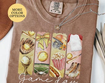 Comfort Colors® Game Day Softball Shirt, Softball Bow Shirt, Softball Lover Shirt, Softball Mom Shirt, Softball Gifts Sports Lover Tshirt