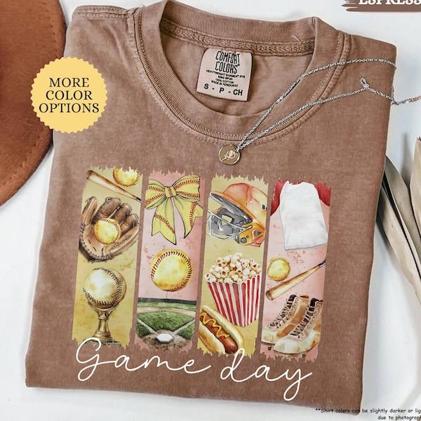 Comfort Colors® Game Day Softball Shirt, Softball Bow Shirt, Softball Lover Shirt, Softball Mom Shirt, Softball Gifts Sports Lover Tshirt