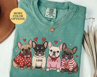 Comfort Colors® Bulldogs Valentines Shirt, Bulldog Mom Shirt, Dog Mom Valentine Shirt, Dog Lover Gift, Valentines Day Tee, Animal Valentine