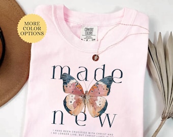 Comfort Colors® Christian Butterfly Shirt, Made New Shirt, Gal 2 20, Gift For Christian, Womens Religious Gift, Bible Verse Shirt, Faith Tee