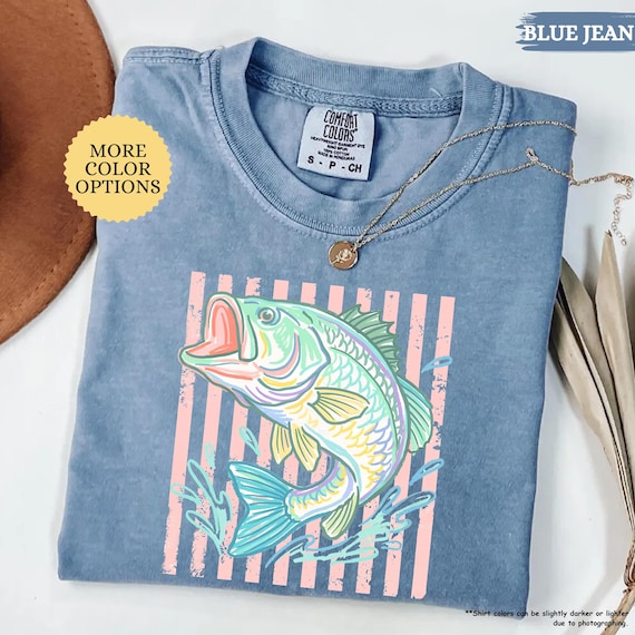 Comfort Colors® Bass Fishing Shirt, Pastel Fishing Tshirt, Fishing Lover Gift, Lake Shirt, Summer Tee, Outdoor Fishing Tshirt, Lake Life Tee