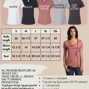 a women's v - neck t - shirt is shown in three different colors