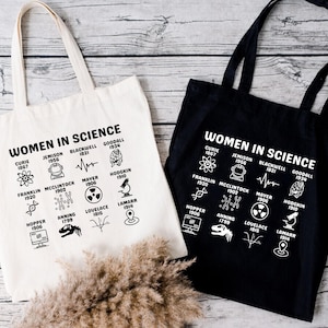 女性科学者トートバッグ、科学教師トート、科学者ギフト、科学教師ギフト、科学愛好家、女性科学者、STEM教師、生物学者
