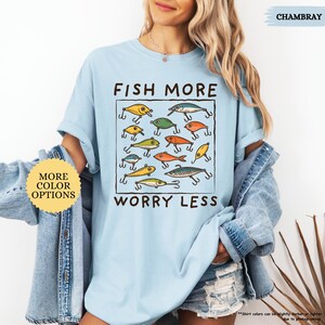 Comfort Colors® Funny Fishing Shirt, Fish More Worry Less, Fishing Dad Shirt, Gift For Dad, Fishing Lover Shirt, Fish Hunting, Fisherman Tee bild 9